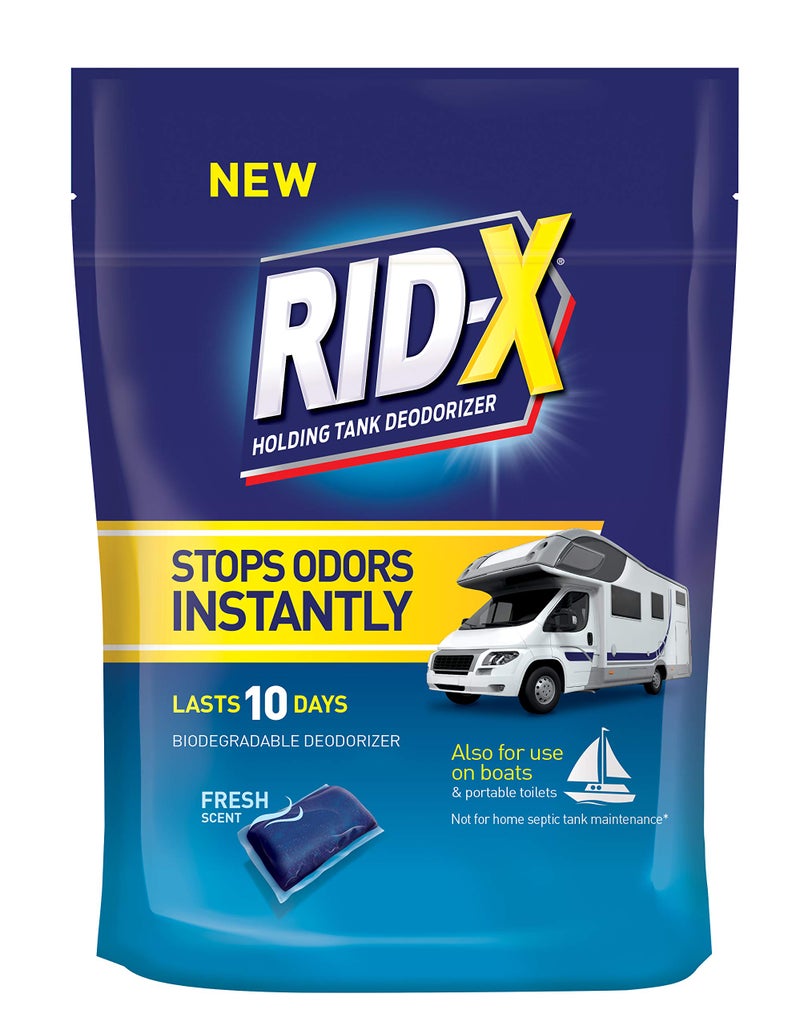 Rid-x Holding Tank Deodorizer Pacs, Septic Tank Treatment for Rv, Boats, & Portable Toilets, Fresh Scent, 8 Count - Image 1